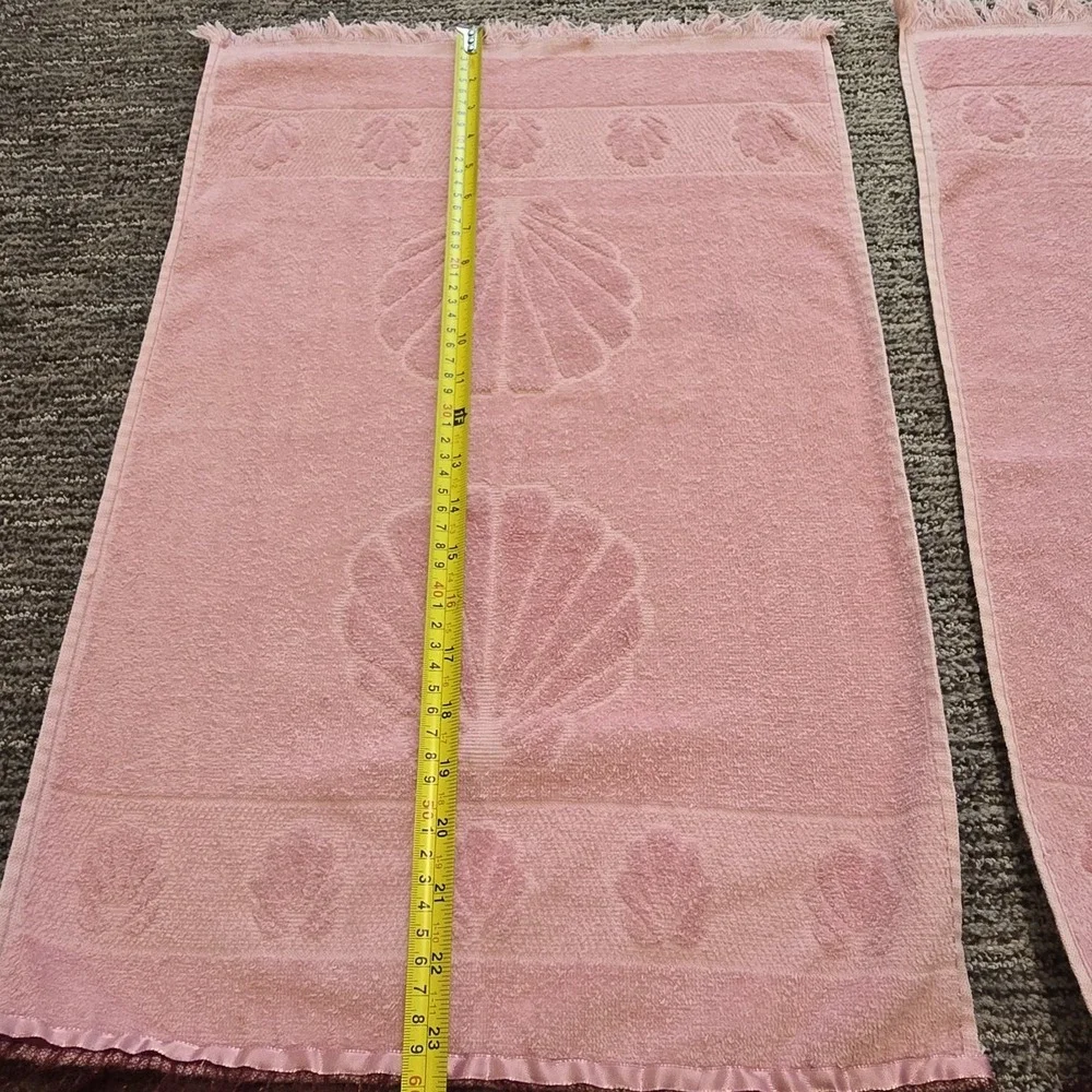 VTG Cannon Large Hand Towel Sea Shell Pink Cotton - Picture 4 of 7